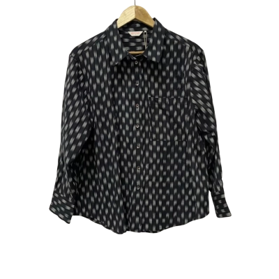 Gorman Womens  Size 12 Button Up Top / Long Sleeve Shirt Black  / Pattern 