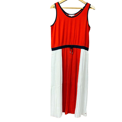 BNWT Tommy Hilfiger Womens Size M Red/White Pleated Dress  