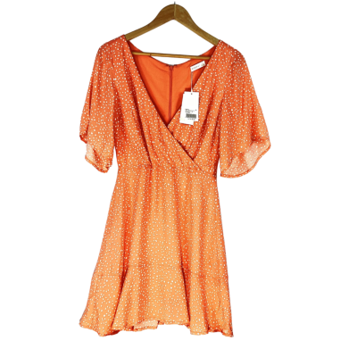 Kookai - Light Orange / White Saint Ives Vee Dress (Size 36)