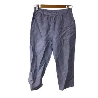 Yarra Trail Womens Size 8 Pale Blue Linen Elastic Waist Cropped Pants 