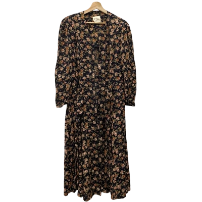 Vintage Von Dyke Maxi Dress Size 14 Black  / Floral Made in Australia
