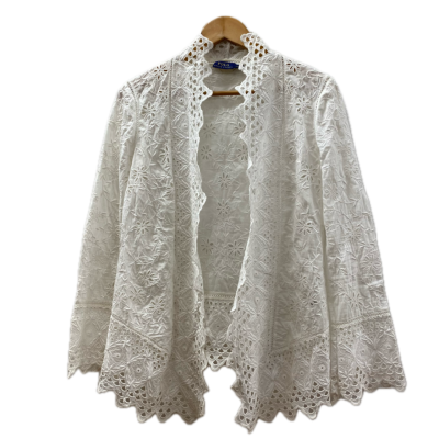 Polo Ralph Lauren Womens Cardigan Size 8 White with Broderie Anglaise Details