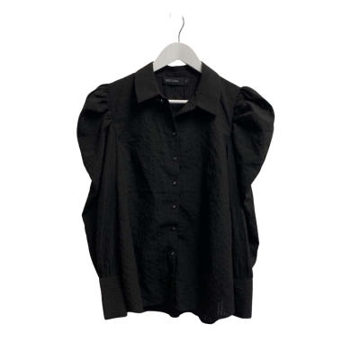 Decjuba Womens Size 8 Pixie Puff Sleeve Shirt Black  