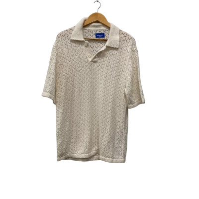Jack & Jones Jornnydra Mens  Knit Polo Size M Short Sleeve Cream 