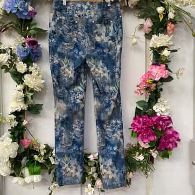 Joseph Ribkoff Womens  Size 14 Jeggings Blue / Floral 