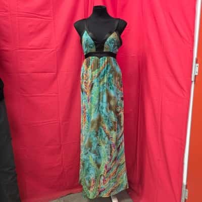  Womens "Martini"  Size 12 Multicoloured Silk Maxi Dress