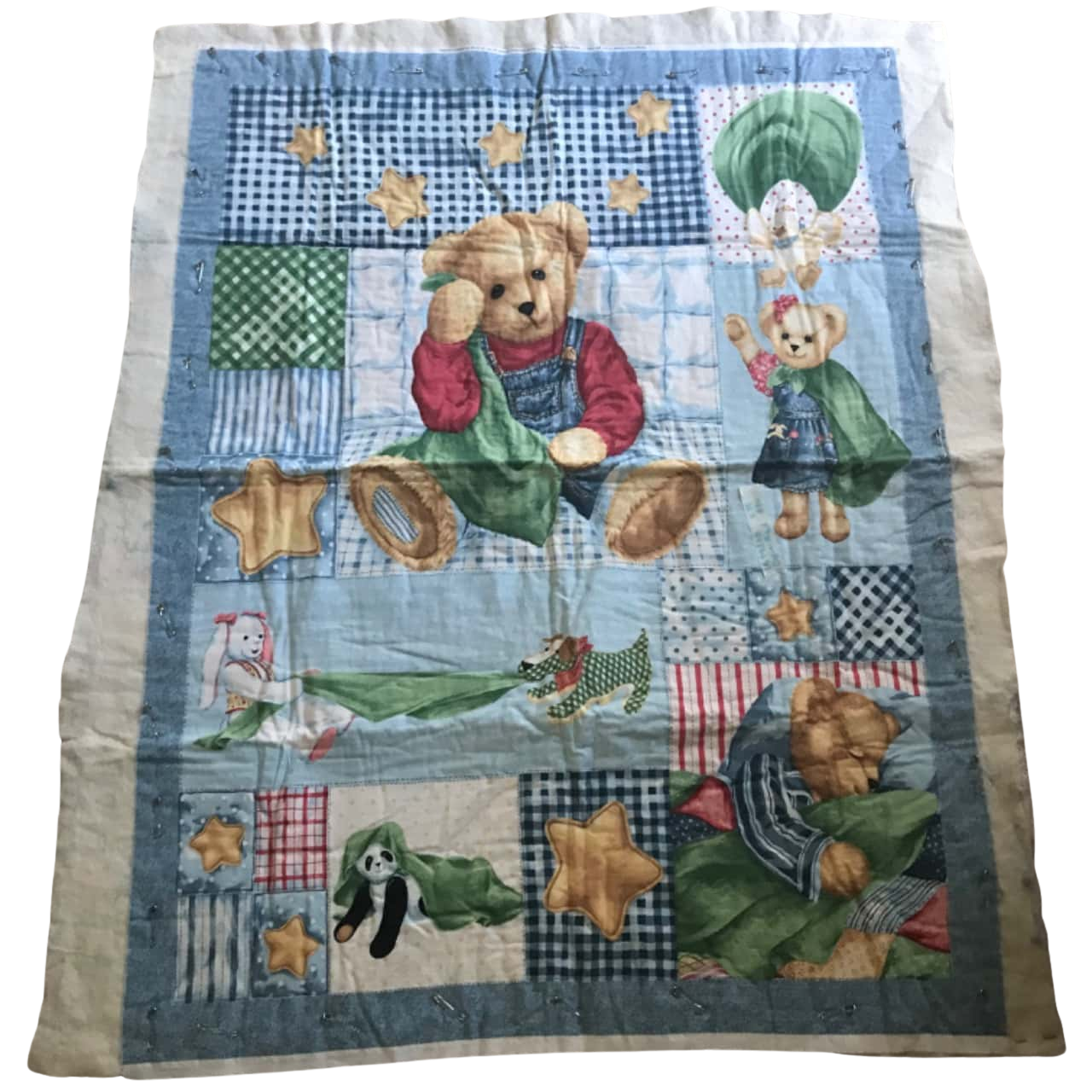 Unfinished Project Childs Cot Quilt / Floor Activity Mat Double Sided
