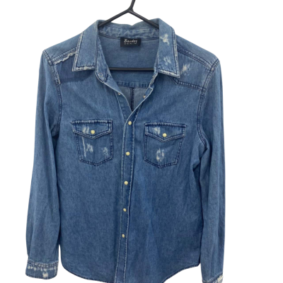 Bardot Womens  Size 12 Long Sleeve Shirt Blue 