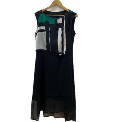 Nexy.co Womens Dress Size 42 Black  / Green / White 