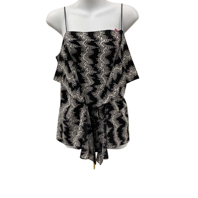 Country Road Womens  Size S Shoestring Strap Top Black  / Pattern / White 