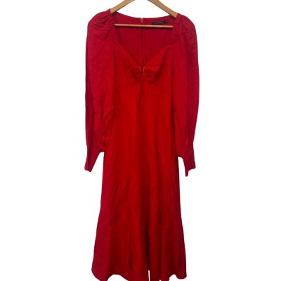 Portmans Womens  Size 8 Long Sleeve Dress / Midi Dress Red 