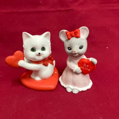 Set of Two Vintage Lefton Porcelain Cat Figurines