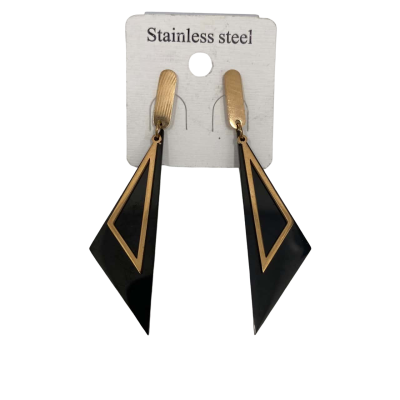 Unbranded Women's Stainless Steel Earrings Black/Rose Gold Colour