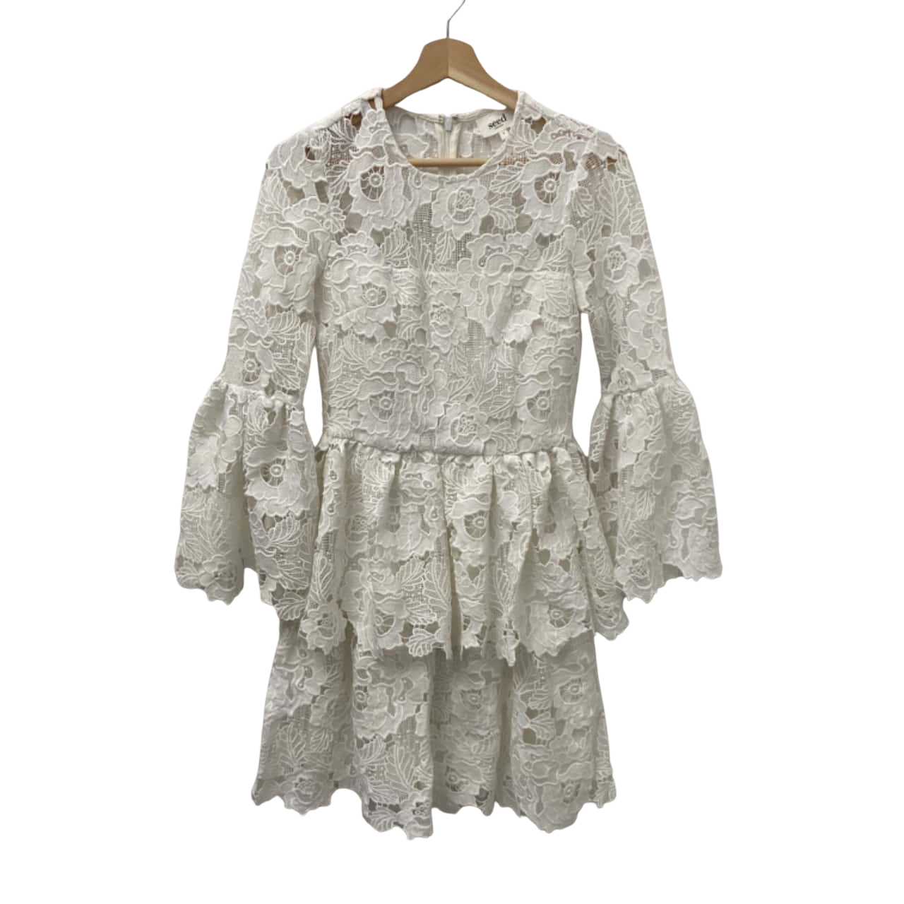 Seed Womens Size 6 Lace Dress White (s)