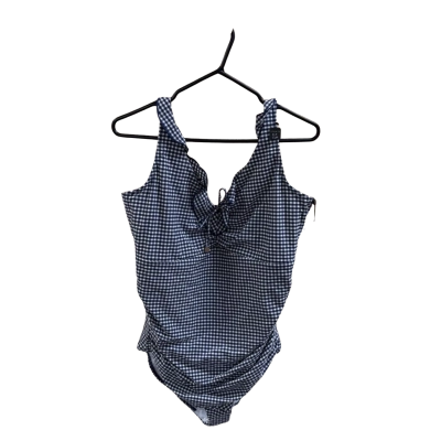 Sunseeker Womens ink gingham u/wire frill suit Size 18 