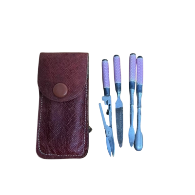 Vintage German manicure kit with leather pouch