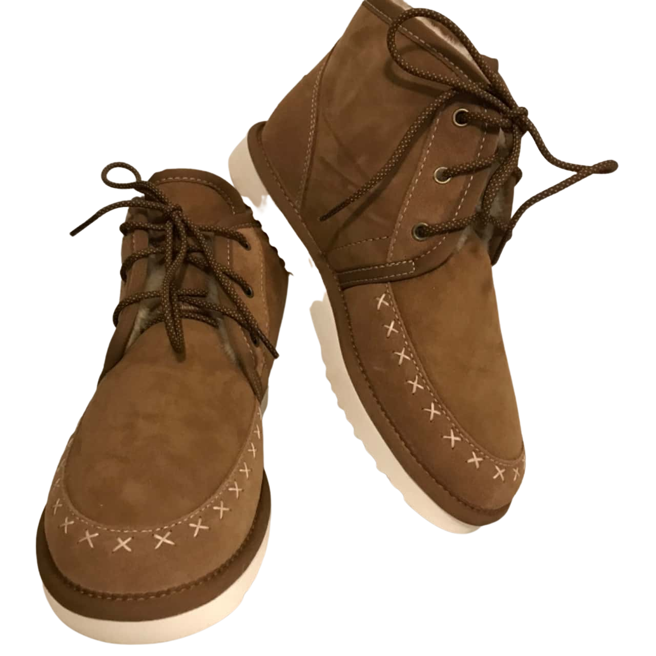 BNIB Koalabi Womens Size 9 Sheepskin Lined Lace Up Boots Chestnut Brown