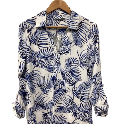 Katies Womens  Size 8 Button up Shirt Blue / White 