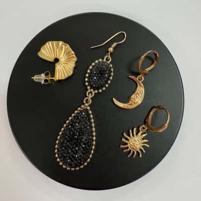 Trio Costume Stud Earrings Celestial Themed