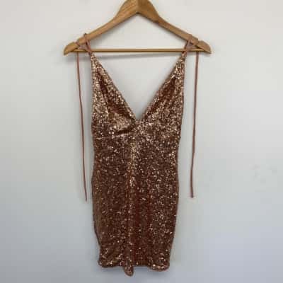 HELLO MOLLY Pink Sequin Sleeveless Mini Dress  Size 6 