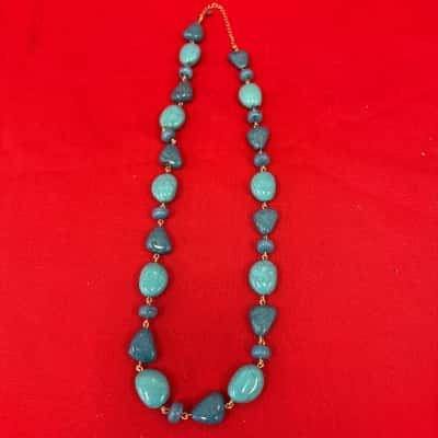  Women's Beaded Necklace featuring Large ? Organically Shaped Turquoise Beads 