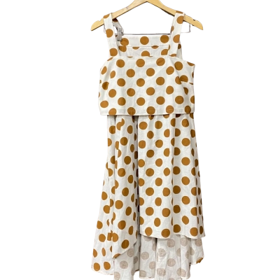 BNWT Mister Zimi Womens Size 6 Brown/White Polka Dot "Betsy" Top & Skirt Set