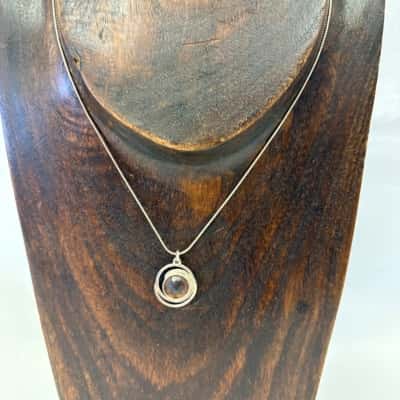  Women's Magnolia 925 Silver Pendant Necklace with a Round Light Pink Gemstone Set Inside Swirling Circles on a 925 Silver Chain 