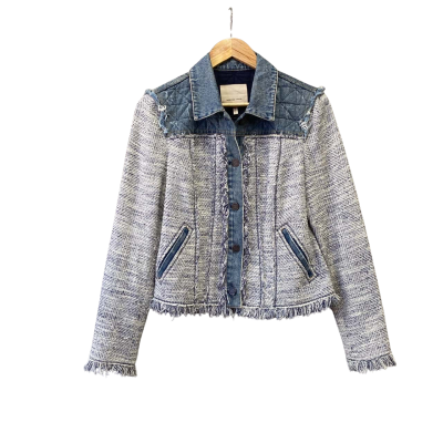 Rebecca Taylor  Womens  Size 8 Denim Tweed Jacket Blue 