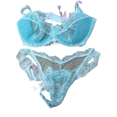 Victorias Secret Womens  Size M Underwear Size 32D Bra lingerie Set mint green 