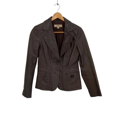 Just Jeans Vintage Womens  Size 8 Genuine Leather Jacket Brown 