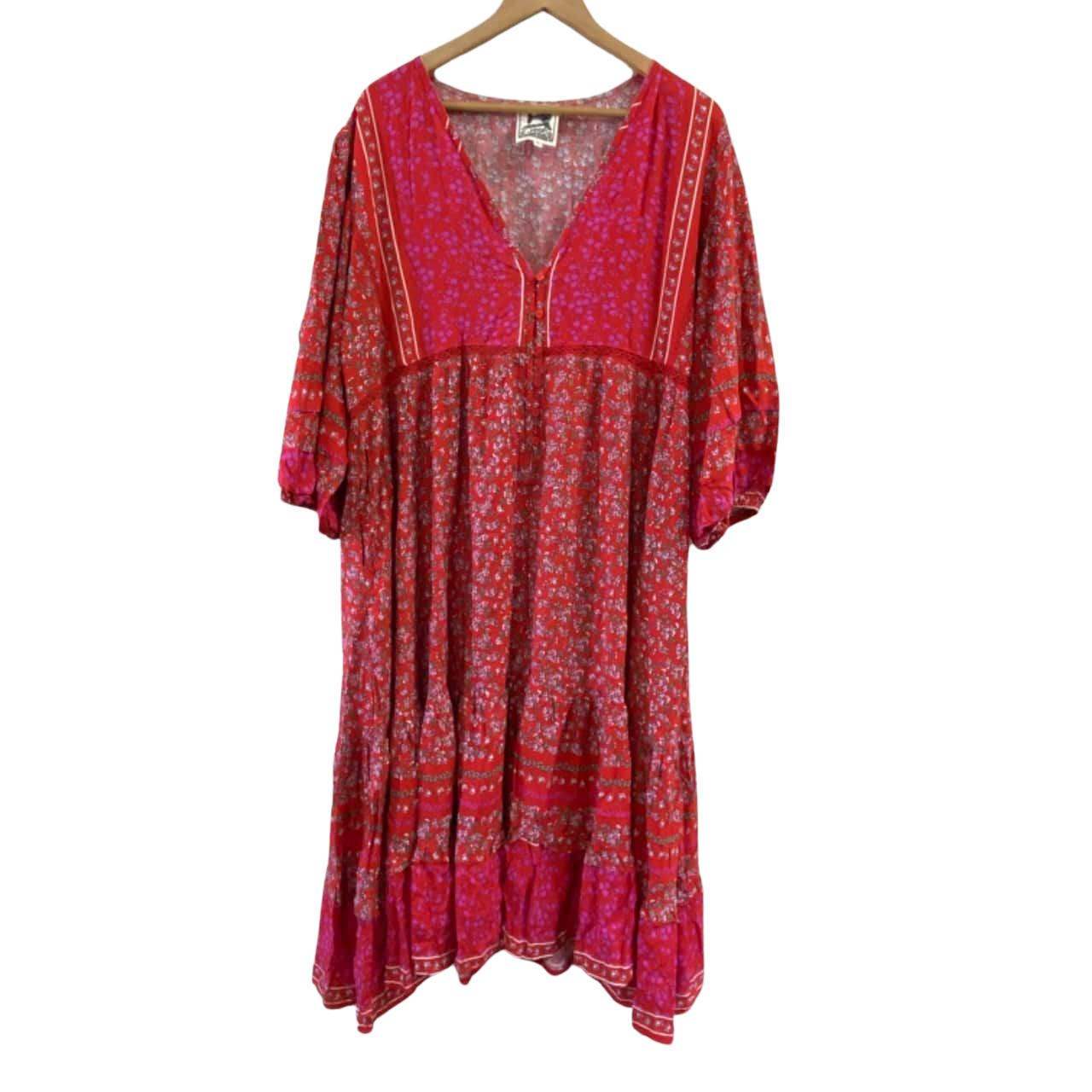 Jaase Plus Sized Floral Summer Dress Red Floral