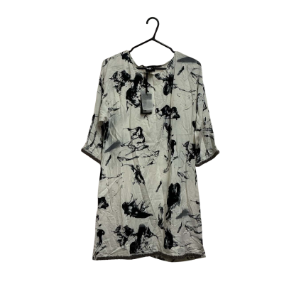  NU by Denmark Womens  Size L Short Sleeve Top Black  / White 