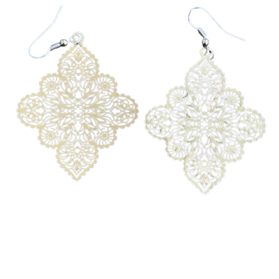  Womens filagree gold plated 6cm drop Earrings 