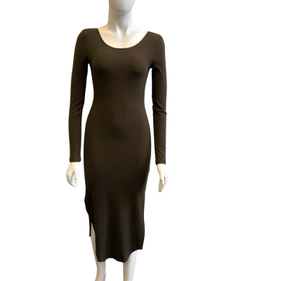 BNWT Bardot Women's Size 8 Long Sleeve Maxi Dress Dark Khaki 