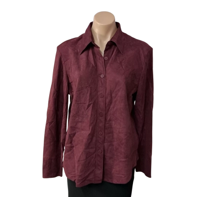Victoria Cooper Womens Size 14 Burgundy Long Sleeve Shirt 