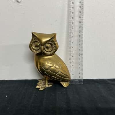 Vintage Brass Owl Figure 