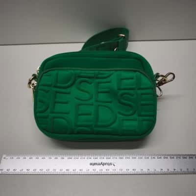 Seed Heritage Green Embossed Crossbody Bag Webbing Strap Pouch