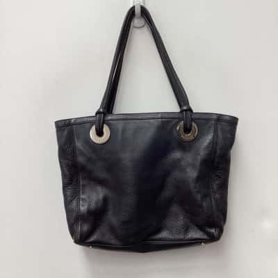 Oroton Leather Handbag Navy Blue