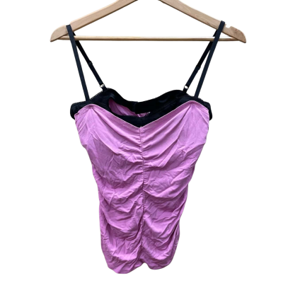 Miaou Womens Black/Pink Bralette Ruched Top