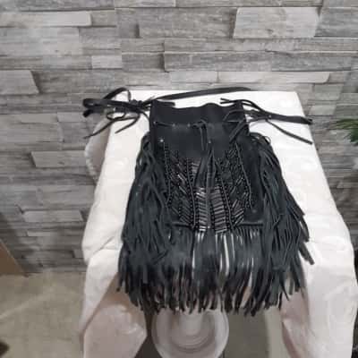 Urban Originals Womens Handbag Black  Genuine leather tassles black shoulder bag 