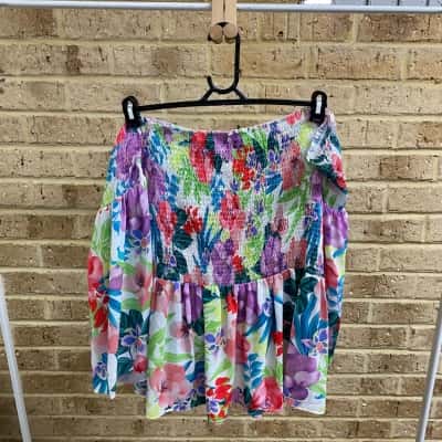 City Chic Womens TOP IVORY BLOOMS Size M 