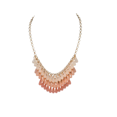  Womens Fashion Rose Bead Gold Tone Raindrop Necklace   