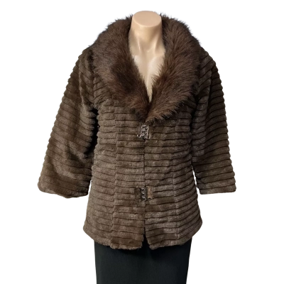 Eve Collection Womens Size M / L Dark Brown Faux Fur Winter Jacket 