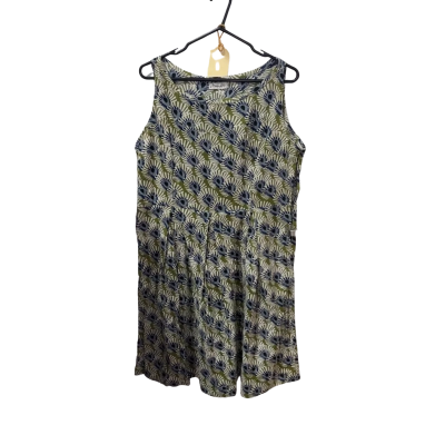 Maha She Peacock Print Green/Blue Cotton Dress Size XXL  / 18