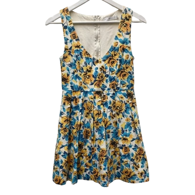  Womens Quirky Circus Size 8 Sleeveless Dress Floral -100% Cotton
