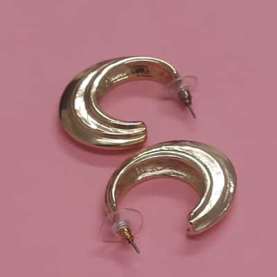 Gold Tone Half Hoop Fashion Earrings