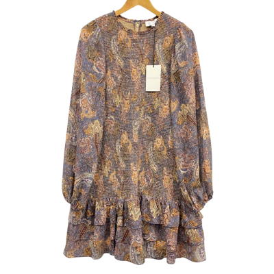 Witchery Paisley Print Puff Sleeve Mini Dress Size 16