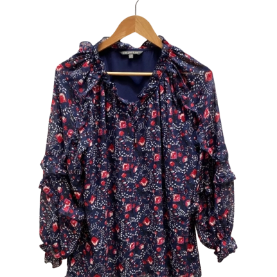Liz Jordan Womens  Size 14  Navy Floral Top