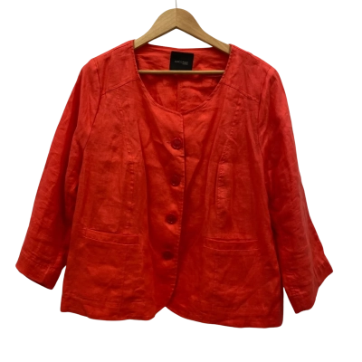 Marco Polo Women's 3/4 Sleeve Linen Top Orange 