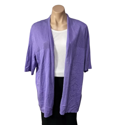Black Pepper Womens Size XL Violet / Mesh Pattern Short Sleeve Open Cardigan (new)